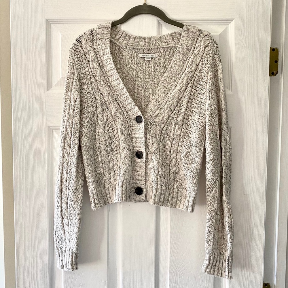 American Eagle Crop Button Sweater